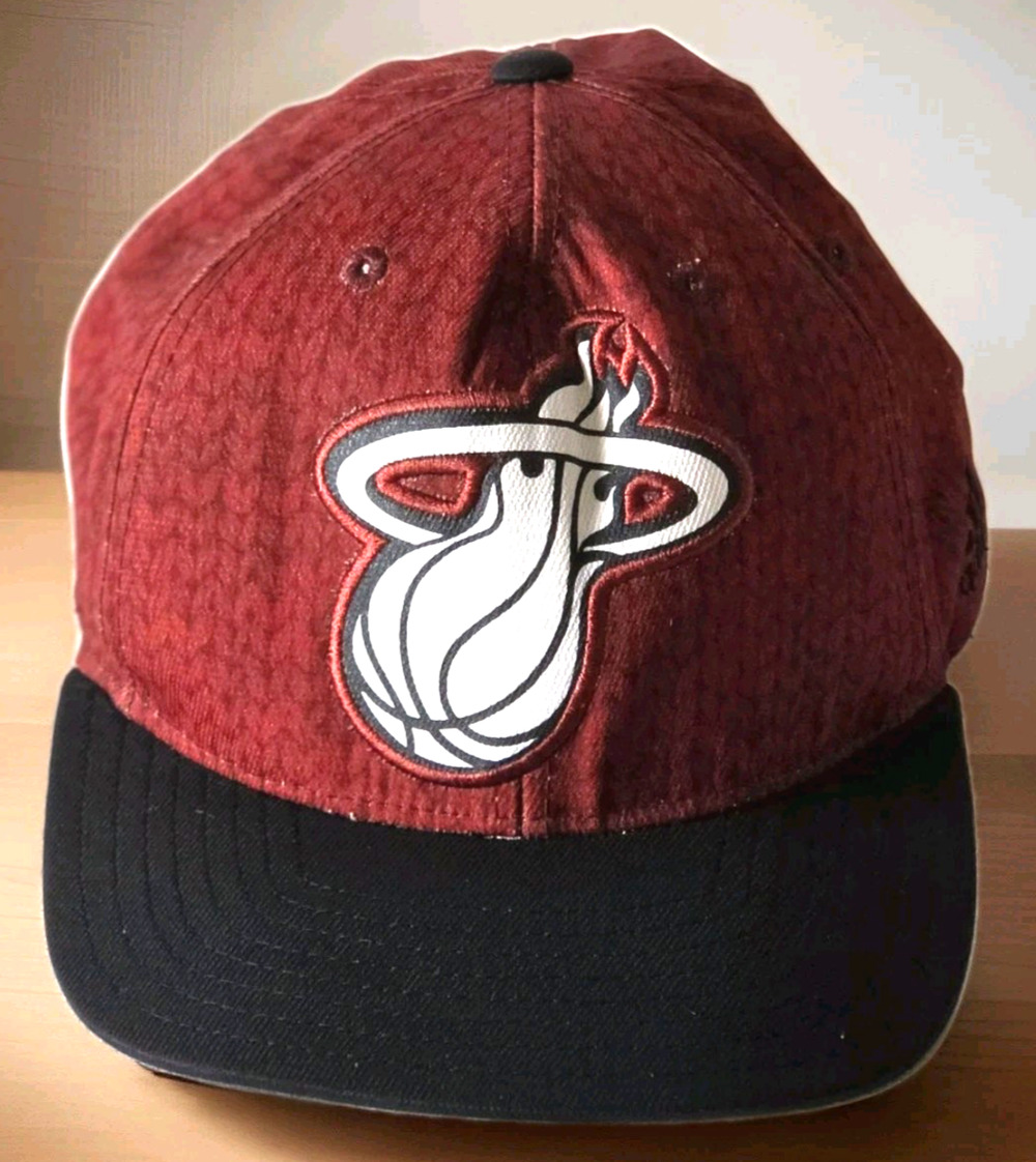 Miami Heat Adidas NBA Basketball Men’s Hat Snap Back Cap Maroon Red Black White
